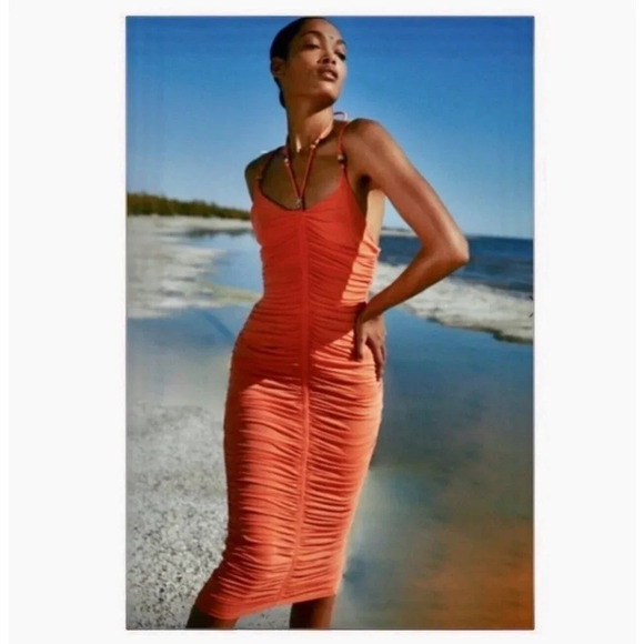 A.L.C. Allegra Beaded Halter Ruched Dress in Sangria XSmall New Womens Bodycon - Picture 1 of 16